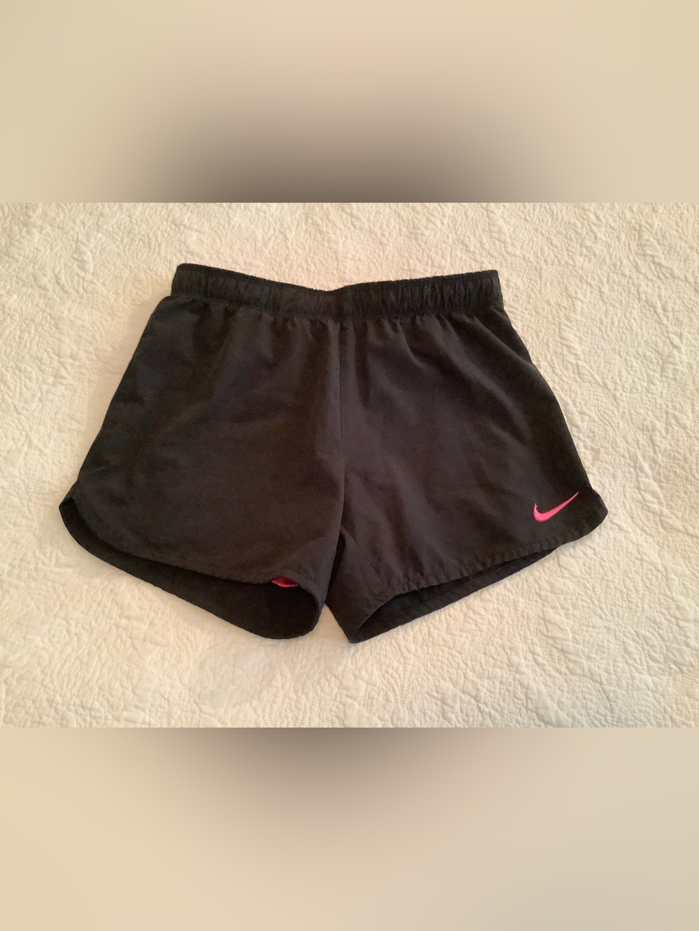 Nike Women’s Black Athletic Shorts with Pink Swoosh